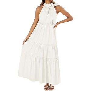 Zesica White Halter Maxi Dress size M